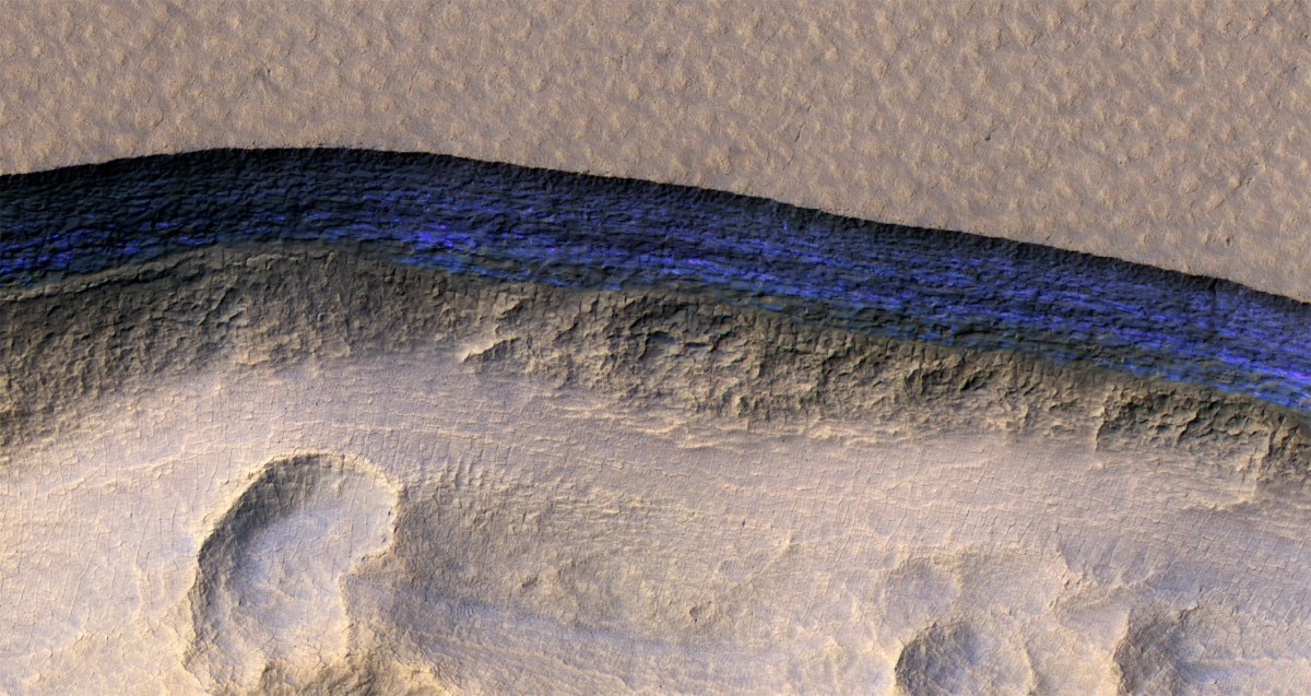 Blue Water Ice on Mars